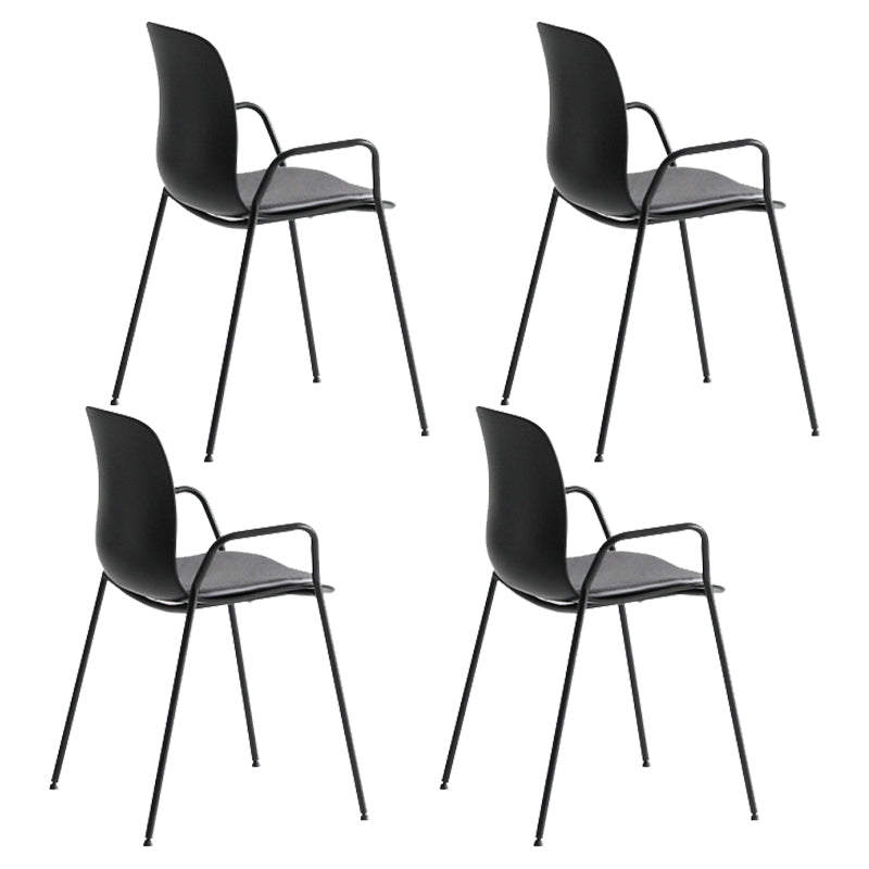 Industrial Plastic Meeting Room Arm Chair Matte Finish Solid Back Dining Chair Black-Gray 4 Piece Set Clearhalo ' kitchen&dining_furn' 'Dining Chairs' 'Dining Tables & Seating' 'dining_chair' 'furn' 'furn_dining_chair' 'Furniture' 'furniture_dining_chair' 'Kitchen & Dining Furniture' 'kitchen' 4159927