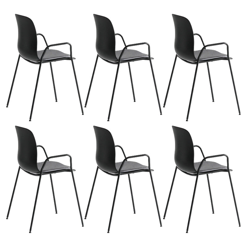 Industrial Plastic Meeting Room Arm Chair Matte Finish Solid Back Dining Chair Black-Gray 6 Piece Set Clearhalo ' kitchen&dining_furn' 'Dining Chairs' 'Dining Tables & Seating' 'dining_chair' 'furn' 'furn_dining_chair' 'Furniture' 'furniture_dining_chair' 'Kitchen & Dining Furniture' 'kitchen' 4159928
