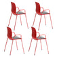 Industrial Plastic Meeting Room Arm Chair Matte Finish Solid Back Dining Chair Red-Gray 4 Piece Set Clearhalo ' kitchen&dining_furn' 'Dining Chairs' 'Dining Tables & Seating' 'dining_chair' 'furn' 'furn_dining_chair' 'Furniture' 'furniture_dining_chair' 'Kitchen & Dining Furniture' 'kitchen' 4159930