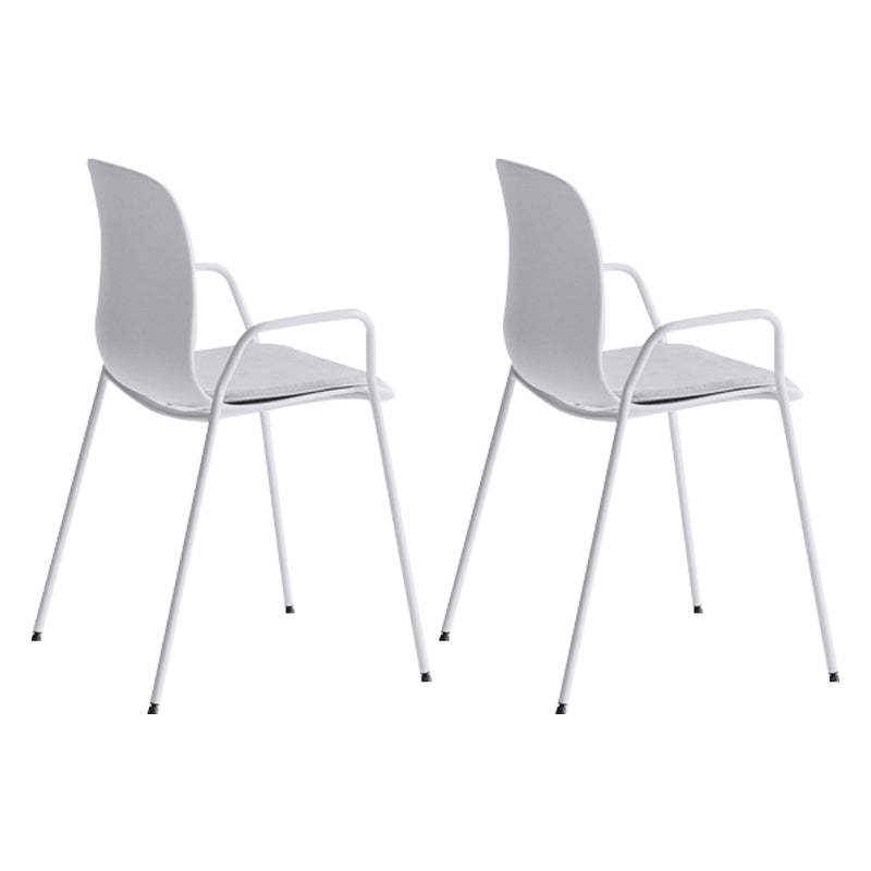 Industrial Plastic Meeting Room Arm Chair Matte Finish Solid Back Dining Chair White-Gray 2 Piece Set Clearhalo ' kitchen&dining_furn' 'Dining Chairs' 'Dining Tables & Seating' 'dining_chair' 'furn' 'furn_dining_chair' 'Furniture' 'furniture_dining_chair' 'Kitchen & Dining Furniture' 'kitchen' 4159932