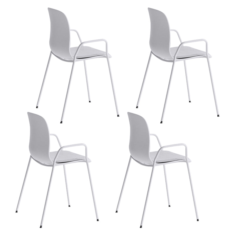 Industrial Plastic Meeting Room Arm Chair Matte Finish Solid Back Dining Chair White-Gray 4 Piece Set Clearhalo ' kitchen&dining_furn' 'Dining Chairs' 'Dining Tables & Seating' 'dining_chair' 'furn' 'furn_dining_chair' 'Furniture' 'furniture_dining_chair' 'Kitchen & Dining Furniture' 'kitchen' 4159933