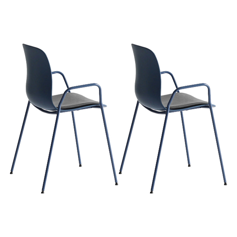 Industrial Plastic Meeting Room Arm Chair Matte Finish Solid Back Dining Chair Gray-Blue 2 Piece Set Clearhalo ' kitchen&dining_furn' 'Dining Chairs' 'Dining Tables & Seating' 'dining_chair' 'furn' 'furn_dining_chair' 'Furniture' 'furniture_dining_chair' 'Kitchen & Dining Furniture' 'kitchen' 4159935