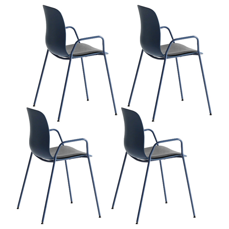 Industrial Plastic Meeting Room Arm Chair Matte Finish Solid Back Dining Chair Gray-Blue 4 Piece Set Clearhalo ' kitchen&dining_furn' 'Dining Chairs' 'Dining Tables & Seating' 'dining_chair' 'furn' 'furn_dining_chair' 'Furniture' 'furniture_dining_chair' 'Kitchen & Dining Furniture' 'kitchen' 4159936