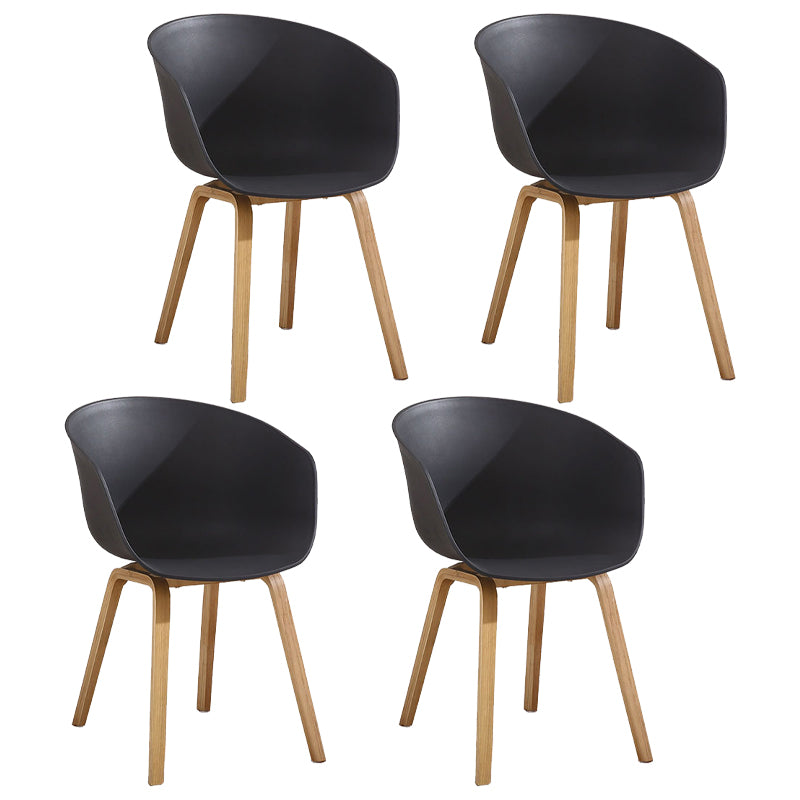 Scandinavian Plastic Dining Arm Chair Matte Finish Solid Back Dining Chair (Set of 4) Black Clearhalo ' kitchen&dining_furn' 'Dining Chairs' 'Dining Tables & Seating' 'dining_chair' 'Furniture' 'furniture_dining_chair' 'Kitchen & Dining Furniture' 'kitchen' 4159940