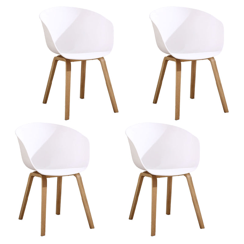 Scandinavian Plastic Dining Arm Chair Matte Finish Solid Back Dining Chair (Set of 4) White Clearhalo ' kitchen&dining_furn' 'Dining Chairs' 'Dining Tables & Seating' 'dining_chair' 'Furniture' 'furniture_dining_chair' 'Kitchen & Dining Furniture' 'kitchen' 4159943