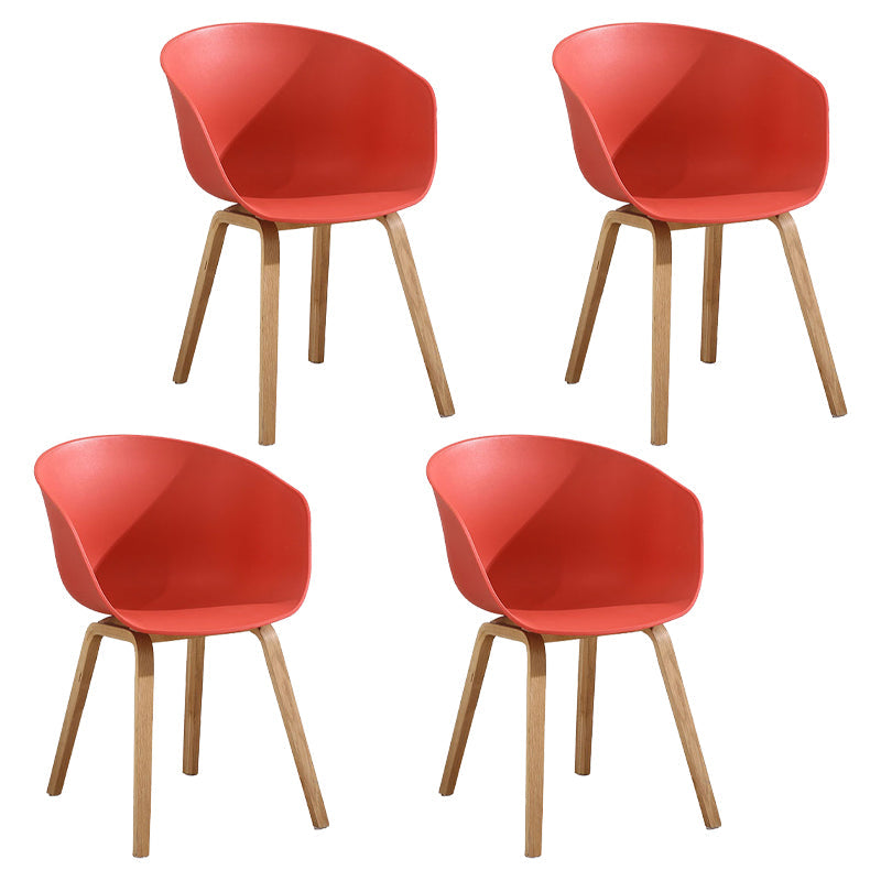 Scandinavian Plastic Dining Arm Chair Matte Finish Solid Back Dining Chair (Set of 4) Red Clearhalo ' kitchen&dining_furn' 'Dining Chairs' 'Dining Tables & Seating' 'dining_chair' 'Furniture' 'furniture_dining_chair' 'Kitchen & Dining Furniture' 'kitchen' 4159945