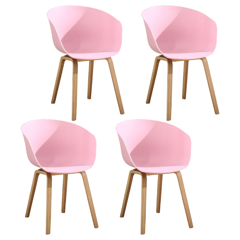 Scandinavian Plastic Dining Arm Chair Matte Finish Solid Back Dining Chair (Set of 4) Pink Clearhalo ' kitchen&dining_furn' 'Dining Chairs' 'Dining Tables & Seating' 'dining_chair' 'Furniture' 'furniture_dining_chair' 'Kitchen & Dining Furniture' 'kitchen' 4159947
