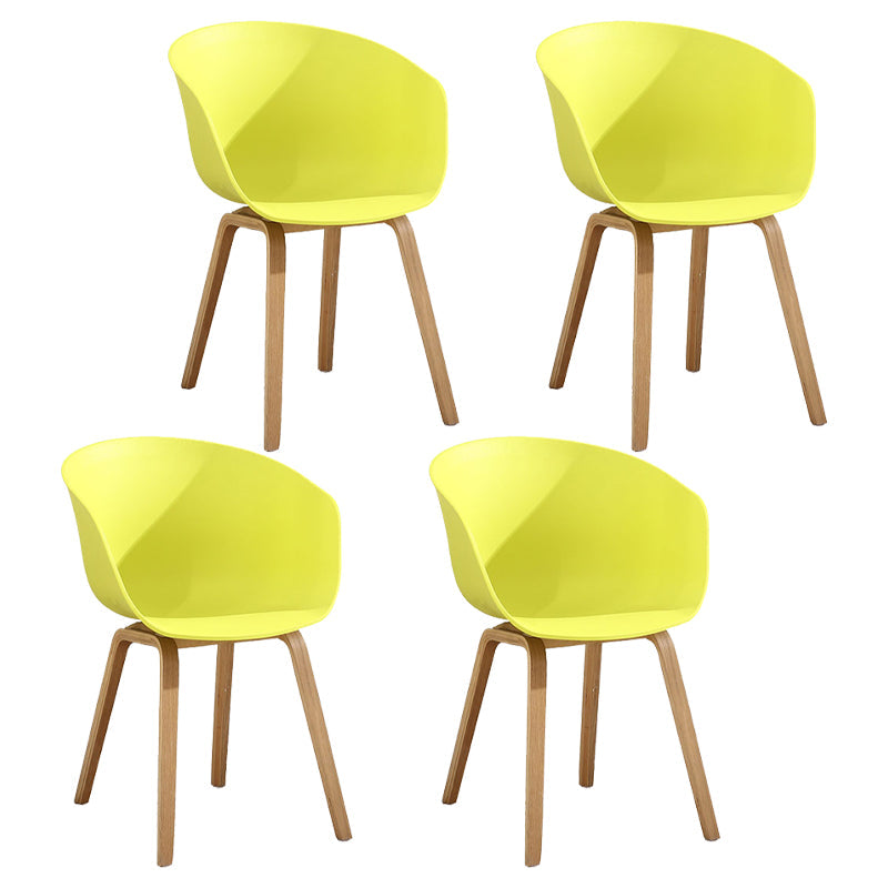 Scandinavian Plastic Dining Arm Chair Matte Finish Solid Back Dining Chair (Set of 4) Yellow Clearhalo ' kitchen&dining_furn' 'Dining Chairs' 'Dining Tables & Seating' 'dining_chair' 'Furniture' 'furniture_dining_chair' 'Kitchen & Dining Furniture' 'kitchen' 4159949