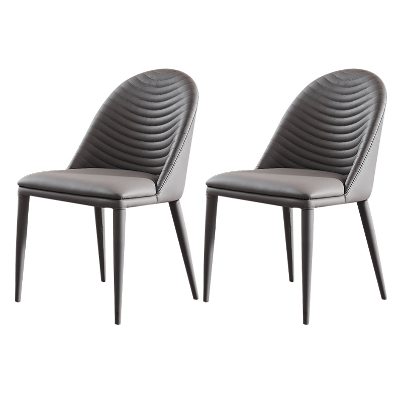 Modern Style Leather Dining Chairs Upholstered Solid Back Chairs (Set of 2) Dark Gray Clearhalo ' kitchen&dining_furn' 'Dining Chairs' 'Dining Tables & Seating' 'dining_chair' 'furn' 'furn_dining_chair' 'Furniture' 'furniture_dining_chair' 'Kitchen & Dining Furniture' 'kitchen' 4159956
