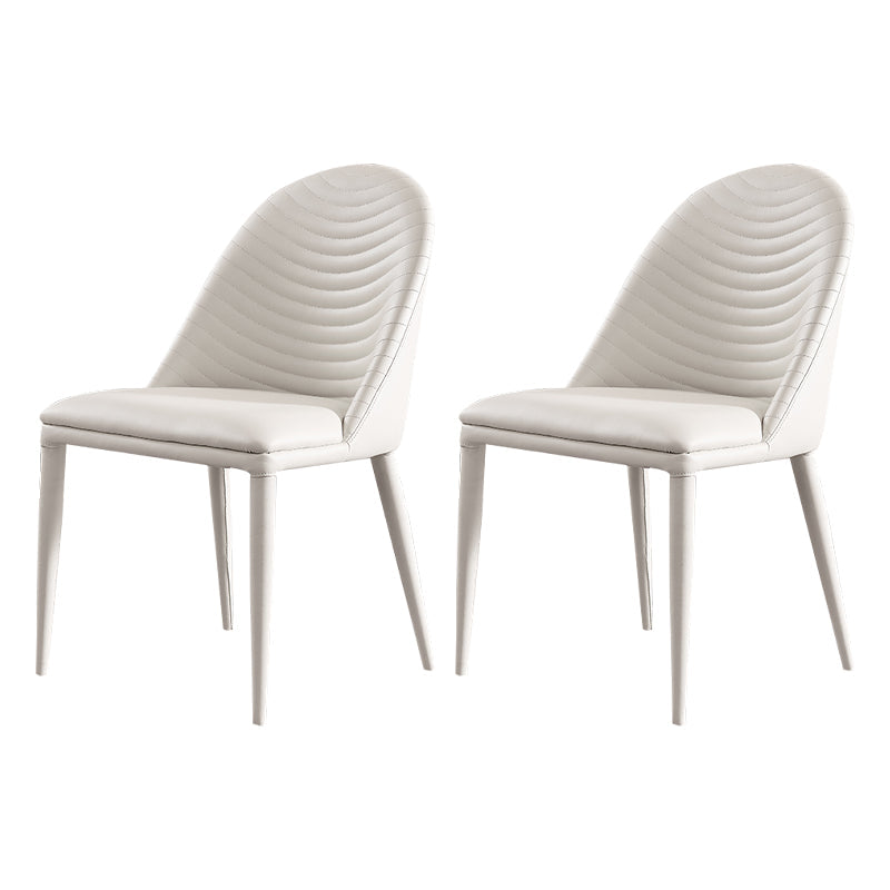 Modern Style Leather Dining Chairs Upholstered Solid Back Chairs (Set of 2) White Clearhalo ' kitchen&dining_furn' 'Dining Chairs' 'Dining Tables & Seating' 'dining_chair' 'furn' 'furn_dining_chair' 'Furniture' 'furniture_dining_chair' 'Kitchen & Dining Furniture' 'kitchen' 4159959