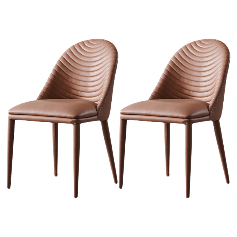 Modern Style Leather Dining Chairs Upholstered Solid Back Chairs (Set of 2) Coffee Clearhalo ' kitchen&dining_furn' 'Dining Chairs' 'Dining Tables & Seating' 'dining_chair' 'furn' 'furn_dining_chair' 'Furniture' 'furniture_dining_chair' 'Kitchen & Dining Furniture' 'kitchen' 4159963