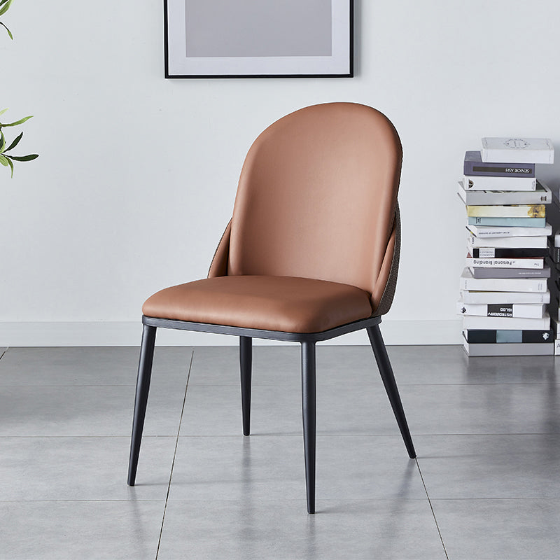 Contemporary Style Dining Chair Armless Metal Side Parsons Chairs for Kitchen Dark Brown 1 Piece Clearhalo ' kitchen&dining_furn' 'Dining Chairs' 'Dining Tables & Seating' 'dining_chair' 'furn' 'furn_dining_chair' 'Furniture' 'furniture_dining_chair' 'Kitchen & Dining Furniture' 'kitchen' 4160027