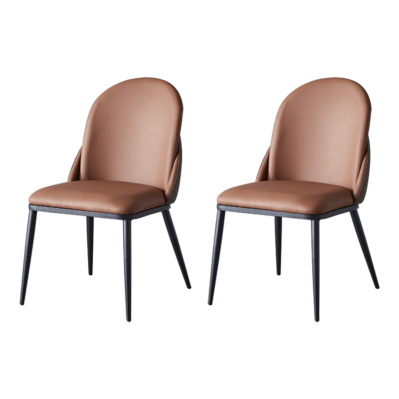 Contemporary Style Dining Chair Armless Metal Side Parsons Chairs for Kitchen Dark Brown 2 Piece Set Clearhalo ' kitchen&dining_furn' 'Dining Chairs' 'Dining Tables & Seating' 'dining_chair' 'furn' 'furn_dining_chair' 'Furniture' 'furniture_dining_chair' 'Kitchen & Dining Furniture' 'kitchen' 4160030