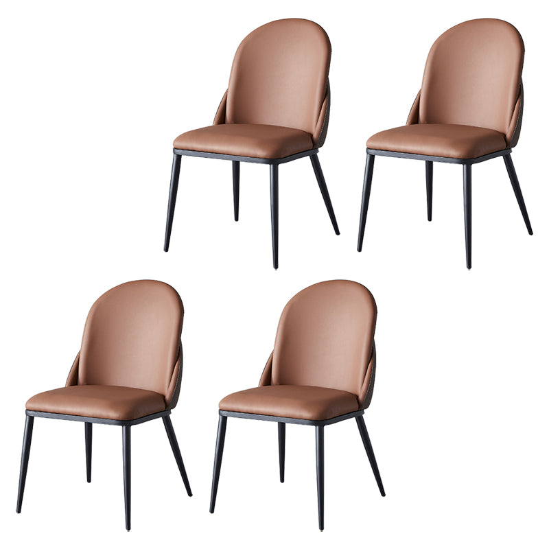 Contemporary Style Dining Chair Armless Metal Side Parsons Chairs for Kitchen Dark Brown 4 Piece Set Clearhalo ' kitchen&dining_furn' 'Dining Chairs' 'Dining Tables & Seating' 'dining_chair' 'furn' 'furn_dining_chair' 'Furniture' 'furniture_dining_chair' 'Kitchen & Dining Furniture' 'kitchen' 4160031