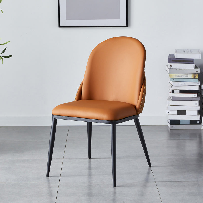 Contemporary Style Dining Chair Armless Metal Side Parsons Chairs for Kitchen Light Brown 1 Piece Clearhalo ' kitchen&dining_furn' 'Dining Chairs' 'Dining Tables & Seating' 'dining_chair' 'furn' 'furn_dining_chair' 'Furniture' 'furniture_dining_chair' 'Kitchen & Dining Furniture' 'kitchen' 4160034