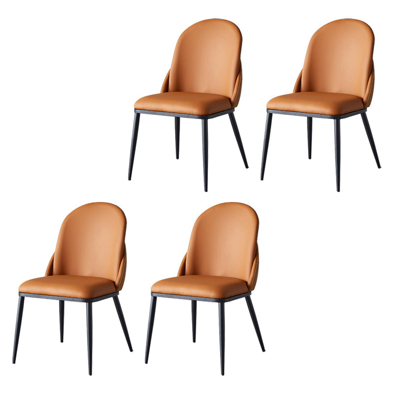 Contemporary Style Dining Chair Armless Metal Side Parsons Chairs for Kitchen Light Brown 4 Piece Set Clearhalo ' kitchen&dining_furn' 'Dining Chairs' 'Dining Tables & Seating' 'dining_chair' 'furn' 'furn_dining_chair' 'Furniture' 'furniture_dining_chair' 'Kitchen & Dining Furniture' 'kitchen' 4160037