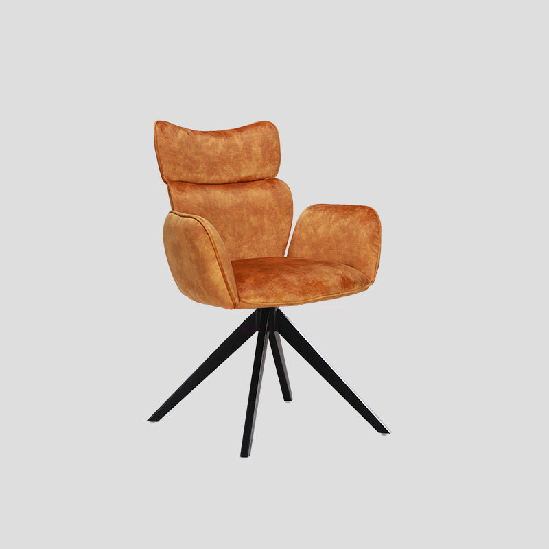 Contemporary Metal Dining Arm Chair Upholstered Dining Side Chair for Home Use Orange 1 Piece Clearhalo ' kitchen&dining_furn' 'Dining Chairs' 'Dining Tables & Seating' 'dining_chair' 'furn' 'furn_dining_chair' 'Furniture' 'furniture_dining_chair' 'Kitchen & Dining Furniture' 'kitchen' 4160045