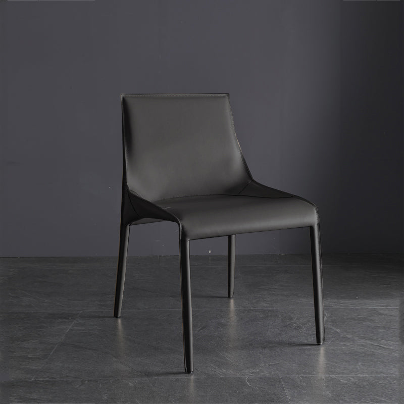 Contemporary Metal Dining Armless Chair Leather Dining Side Chair for Home Use Dark Gray 1 Piece Clearhalo ' kitchen&dining_furn' 'Dining Chairs' 'Dining Tables & Seating' 'dining_chair' 'furn' 'furn_dining_chair' 'Furniture' 'furniture_dining_chair' 'Kitchen & Dining Furniture' 'kitchen' 4160057
