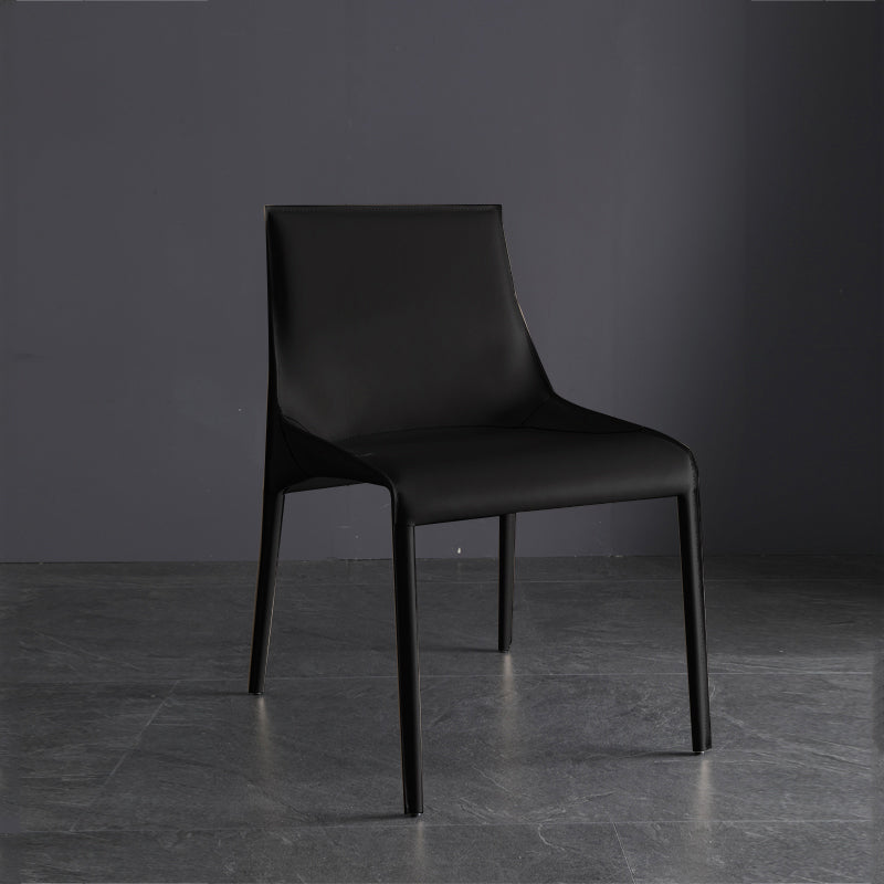 Contemporary Metal Dining Armless Chair Leather Dining Side Chair for Home Use Black 1 Piece Clearhalo ' kitchen&dining_furn' 'Dining Chairs' 'Dining Tables & Seating' 'dining_chair' 'furn' 'furn_dining_chair' 'Furniture' 'furniture_dining_chair' 'Kitchen & Dining Furniture' 'kitchen' 4160059