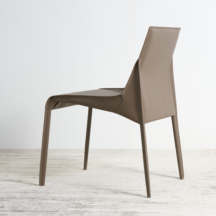 Contemporary Metal Dining Armless Chair Leather Dining Side Chair for Home Use Clearhalo ' kitchen&dining_furn' 'Dining Chairs' 'Dining Tables & Seating' 'dining_chair' 'furn' 'furn_dining_chair' 'Furniture' 'furniture_dining_chair' 'Kitchen & Dining Furniture' 'kitchen' 4160060