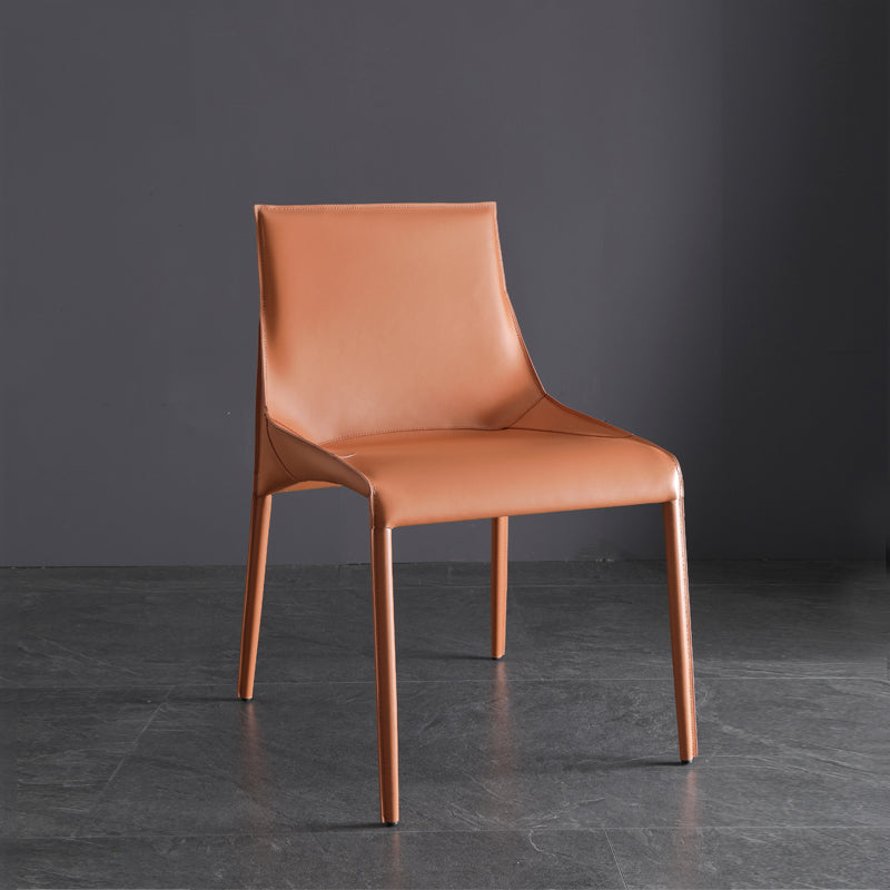Contemporary Metal Dining Armless Chair Leather Dining Side Chair for Home Use Orange 1 Piece Clearhalo ' kitchen&dining_furn' 'Dining Chairs' 'Dining Tables & Seating' 'dining_chair' 'furn' 'furn_dining_chair' 'Furniture' 'furniture_dining_chair' 'Kitchen & Dining Furniture' 'kitchen' 4160061