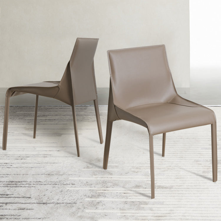Contemporary Metal Dining Armless Chair Leather Dining Side Chair for Home Use Clearhalo ' kitchen&dining_furn' 'Dining Chairs' 'Dining Tables & Seating' 'dining_chair' 'furn' 'furn_dining_chair' 'Furniture' 'furniture_dining_chair' 'Kitchen & Dining Furniture' 'kitchen' 4160069