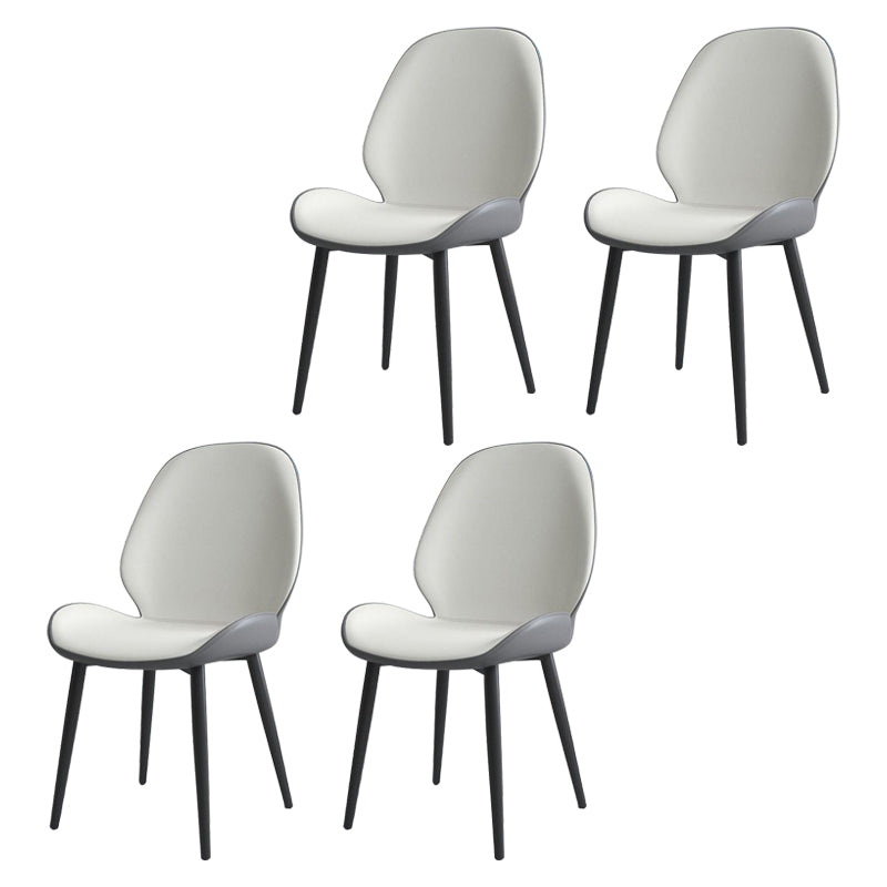 Modern Upholstered Restaurant Side Chair Matte Finish Wingback Dining Chair White-Gray 4 Piece Set Clearhalo ' kitchen&dining_furn' 'Dining Chairs' 'Dining Tables & Seating' 'dining_chair' 'furn' 'furn_dining_chair' 'Furniture' 'furniture_dining_chair' 'Kitchen & Dining Furniture' 'kitchen' 4160087