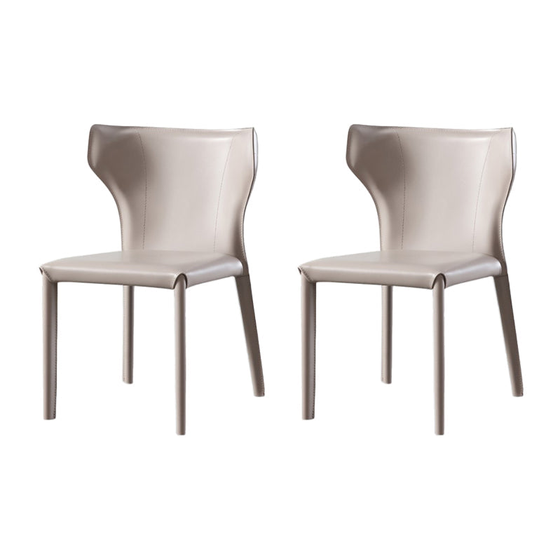 Designer Style Leather Dining Side Chair Wingback Dining Chair for Home Use Light Gray 2 Piece Set Clearhalo ' kitchen&dining_furn' 'Dining Chairs' 'Dining Tables & Seating' 'dining_chair' 'furn' 'furn_dining_chair' 'Furniture' 'furniture_dining_chair' 'Kitchen & Dining Furniture' 'kitchen' 4160100