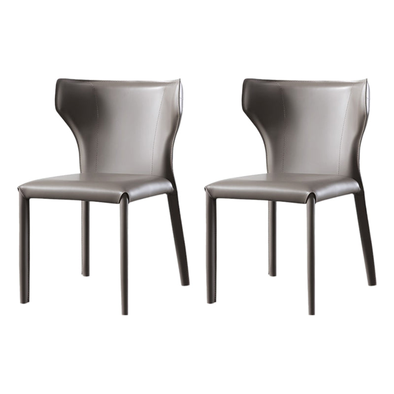 Designer Style Leather Dining Side Chair Wingback Dining Chair for Home Use Dark Gray 2 Piece Set Clearhalo ' kitchen&dining_furn' 'Dining Chairs' 'Dining Tables & Seating' 'dining_chair' 'furn' 'furn_dining_chair' 'Furniture' 'furniture_dining_chair' 'Kitchen & Dining Furniture' 'kitchen' 4160102