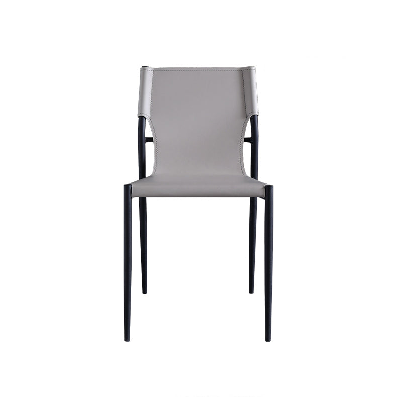 Designer Style Leather Balcony Side Chair Solid Back Dining Chair with Black Legs Clearhalo ' kitchen&dining_furn' 'Dining Chairs' 'Dining Tables & Seating' 'dining_chair' 'furn' 'furn_dining_chair' 'Furniture' 'furniture_dining_chair' 'Kitchen & Dining Furniture' 'kitchen' 4160124