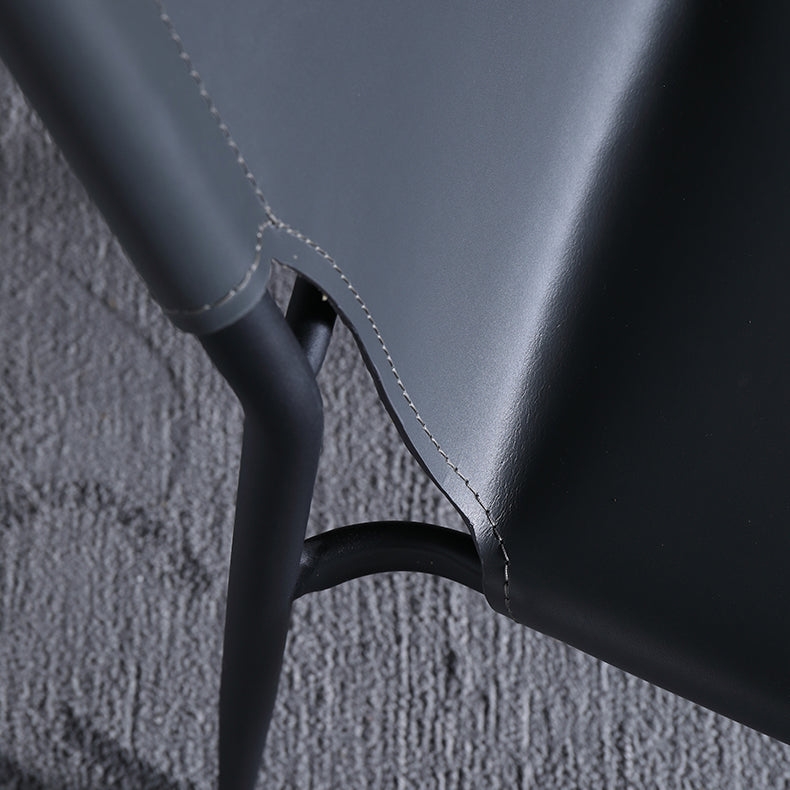 Designer Style Leather Balcony Side Chair Solid Back Dining Chair with Black Legs Clearhalo ' kitchen&dining_furn' 'Dining Chairs' 'Dining Tables & Seating' 'dining_chair' 'furn' 'furn_dining_chair' 'Furniture' 'furniture_dining_chair' 'Kitchen & Dining Furniture' 'kitchen' 4160125