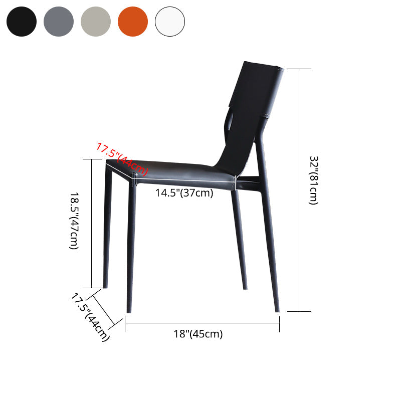 Designer Style Leather Balcony Side Chair Solid Back Dining Chair with Black Legs Clearhalo ' kitchen&dining_furn' 'Dining Chairs' 'Dining Tables & Seating' 'dining_chair' 'furn' 'furn_dining_chair' 'Furniture' 'furniture_dining_chair' 'Kitchen & Dining Furniture' 'kitchen' 4160128