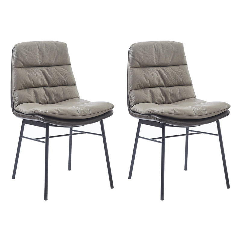 Contemporary Style Dining Metal Chairs Dining Armless Side Chairs for Kitchen Grey 2 Piece Set Clearhalo ' kitchen&dining_furn' 'Dining Chairs' 'Dining Tables & Seating' 'dining_chair' 'furn' 'furn_dining_chair' 'Furniture' 'furniture_dining_chair' 'Kitchen & Dining Furniture' 'kitchen' 4160148