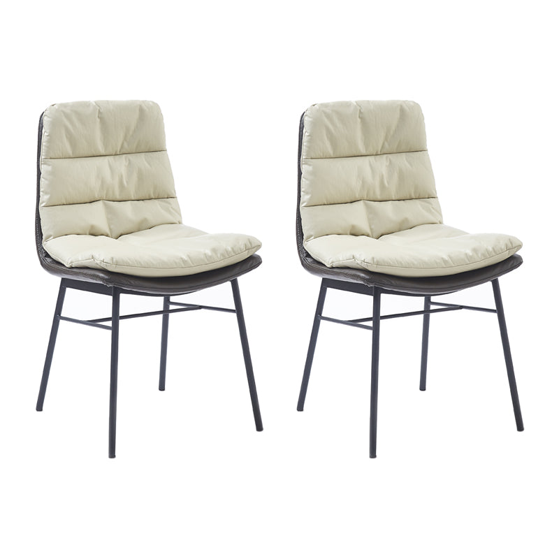 Contemporary Style Dining Metal Chairs Dining Armless Side Chairs for Kitchen Cream 2 Piece Set Clearhalo ' kitchen&dining_furn' 'Dining Chairs' 'Dining Tables & Seating' 'dining_chair' 'furn' 'furn_dining_chair' 'Furniture' 'furniture_dining_chair' 'Kitchen & Dining Furniture' 'kitchen' 4160154