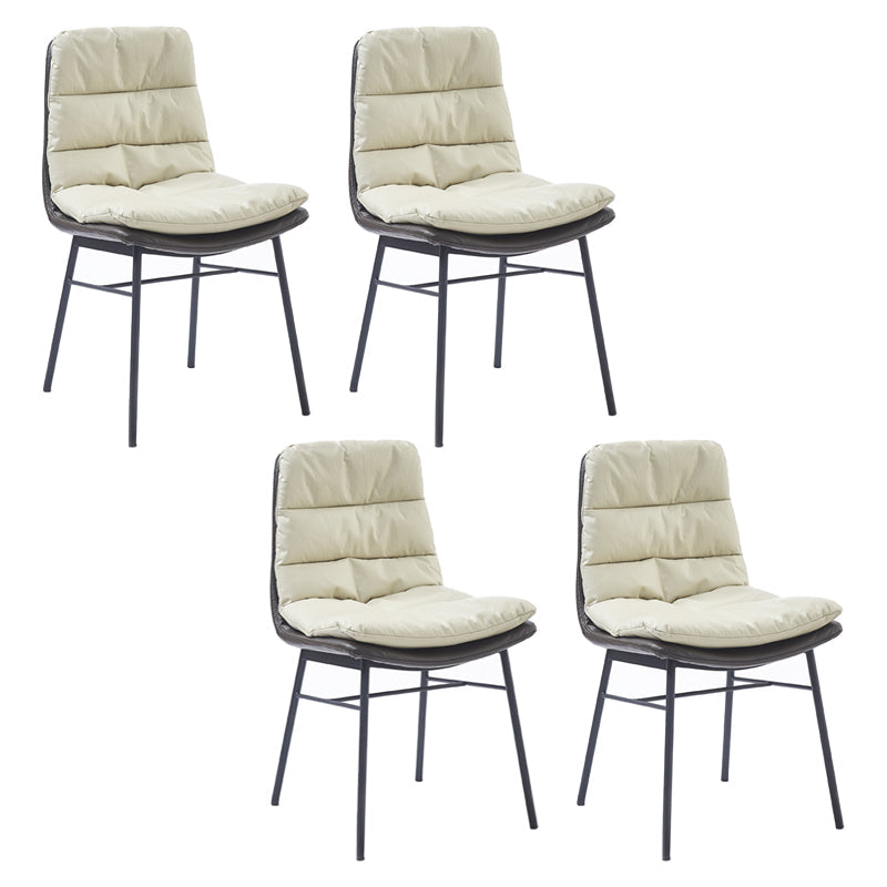 Contemporary Style Dining Metal Chairs Dining Armless Side Chairs for Kitchen Cream 4 Piece Set Clearhalo ' kitchen&dining_furn' 'Dining Chairs' 'Dining Tables & Seating' 'dining_chair' 'furn' 'furn_dining_chair' 'Furniture' 'furniture_dining_chair' 'Kitchen & Dining Furniture' 'kitchen' 4160156