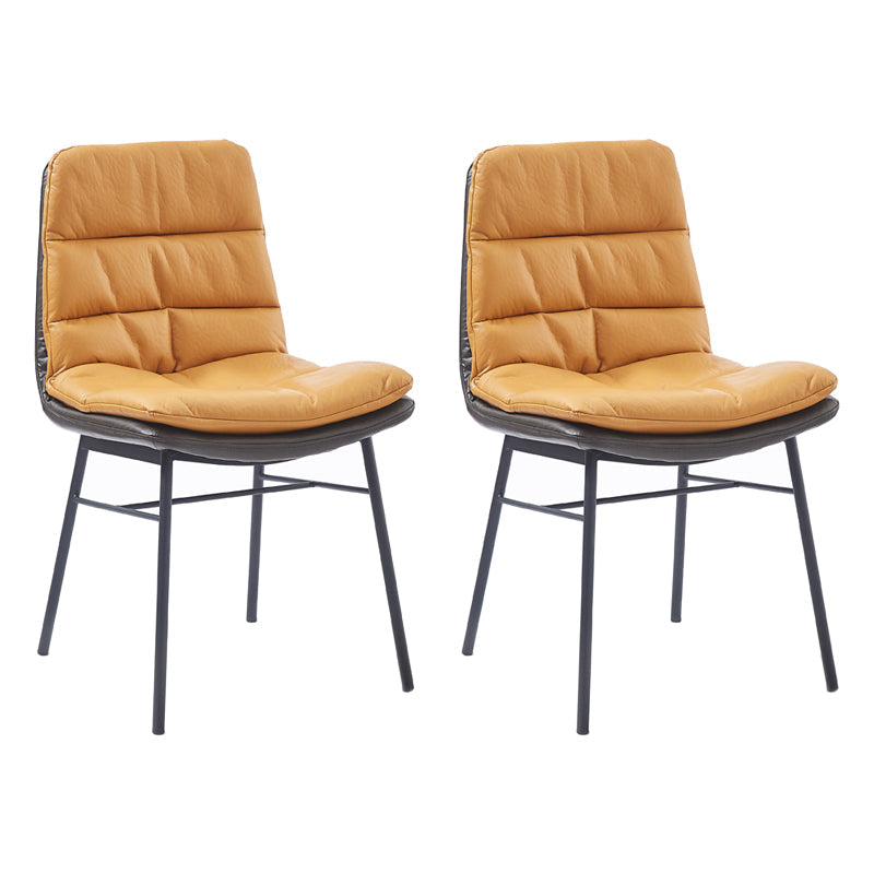 Contemporary Style Dining Metal Chairs Dining Armless Side Chairs for Kitchen Orange 2 Piece Set Clearhalo ' kitchen&dining_furn' 'Dining Chairs' 'Dining Tables & Seating' 'dining_chair' 'furn' 'furn_dining_chair' 'Furniture' 'furniture_dining_chair' 'Kitchen & Dining Furniture' 'kitchen' 4160158