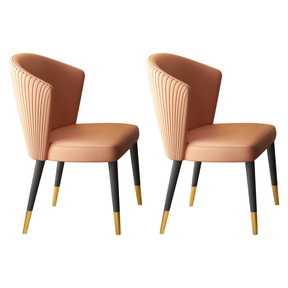 Contemporary Leather Living Room Side Chair Wingback Dining Chair Orange 2 Piece Set Clearhalo ' kitchen&dining_furn' 'Dining Chairs' 'Dining Tables & Seating' 'dining_chair' 'furn' 'furn_dining_chair' 'Furniture' 'furniture_dining_chair' 'Kitchen & Dining Furniture' 'kitchen' 4160168