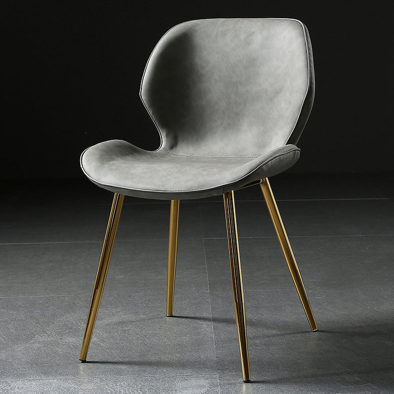 Contemporary Style Kitchen Dining Chair Metal Dining Wingback Armless Side Chair Light Grey-Yellow 1 Piece Clearhalo ' kitchen&dining_furn' 'Dining Chairs' 'Dining Tables & Seating' 'dining_chair' 'furn' 'furn_dining_chair' 'Furniture' 'furniture_dining_chair' 'Kitchen & Dining Furniture' 'kitchen' 4160179