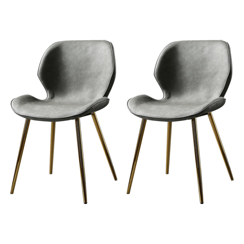 Contemporary Style Kitchen Dining Chair Metal Dining Wingback Armless Side Chair Light Grey-Yellow 2 Piece Set Clearhalo ' kitchen&dining_furn' 'Dining Chairs' 'Dining Tables & Seating' 'dining_chair' 'furn' 'furn_dining_chair' 'Furniture' 'furniture_dining_chair' 'Kitchen & Dining Furniture' 'kitchen' 4160180