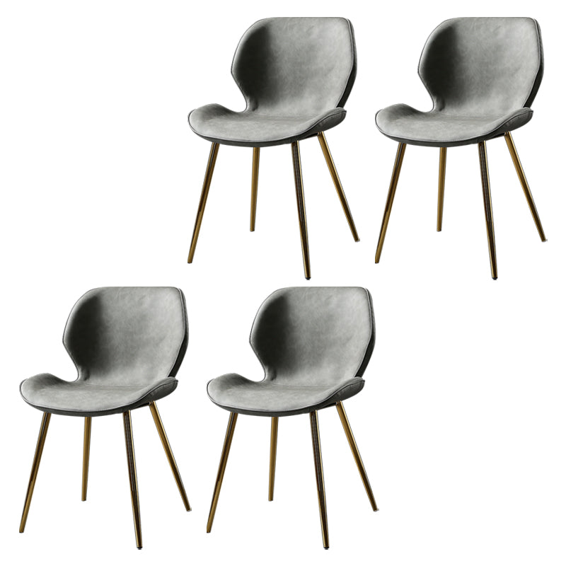 Contemporary Style Kitchen Dining Chair Metal Dining Wingback Armless Side Chair Light Grey-Yellow 4 Piece Set Clearhalo ' kitchen&dining_furn' 'Dining Chairs' 'Dining Tables & Seating' 'dining_chair' 'furn' 'furn_dining_chair' 'Furniture' 'furniture_dining_chair' 'Kitchen & Dining Furniture' 'kitchen' 4160183