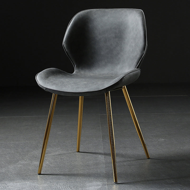 Contemporary Style Kitchen Dining Chair Metal Dining Wingback Armless Side Chair Dark Gray-Yellow 1 Piece Clearhalo ' kitchen&dining_furn' 'Dining Chairs' 'Dining Tables & Seating' 'dining_chair' 'furn' 'furn_dining_chair' 'Furniture' 'furniture_dining_chair' 'Kitchen & Dining Furniture' 'kitchen' 4160184