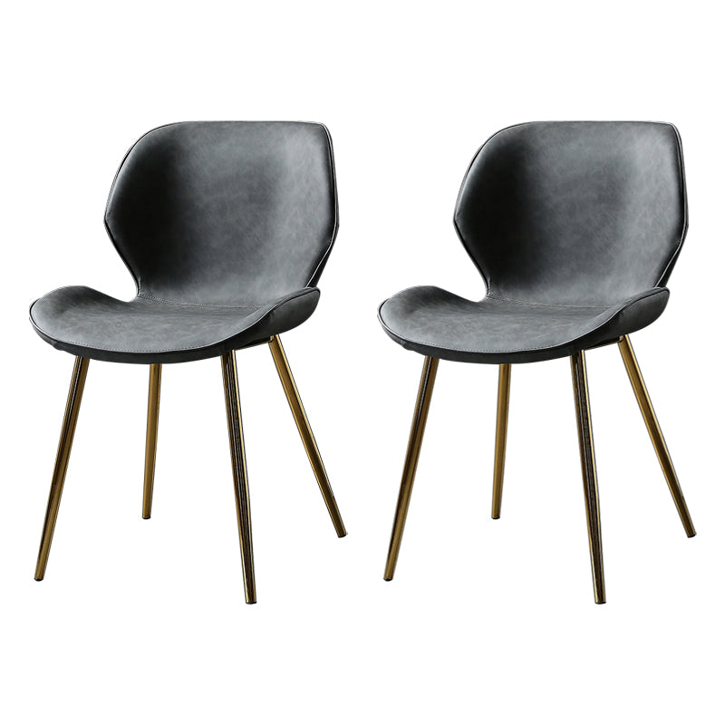 Contemporary Style Kitchen Dining Chair Metal Dining Wingback Armless Side Chair Dark Gray-Yellow 2 Piece Set Clearhalo ' kitchen&dining_furn' 'Dining Chairs' 'Dining Tables & Seating' 'dining_chair' 'furn' 'furn_dining_chair' 'Furniture' 'furniture_dining_chair' 'Kitchen & Dining Furniture' 'kitchen' 4160186