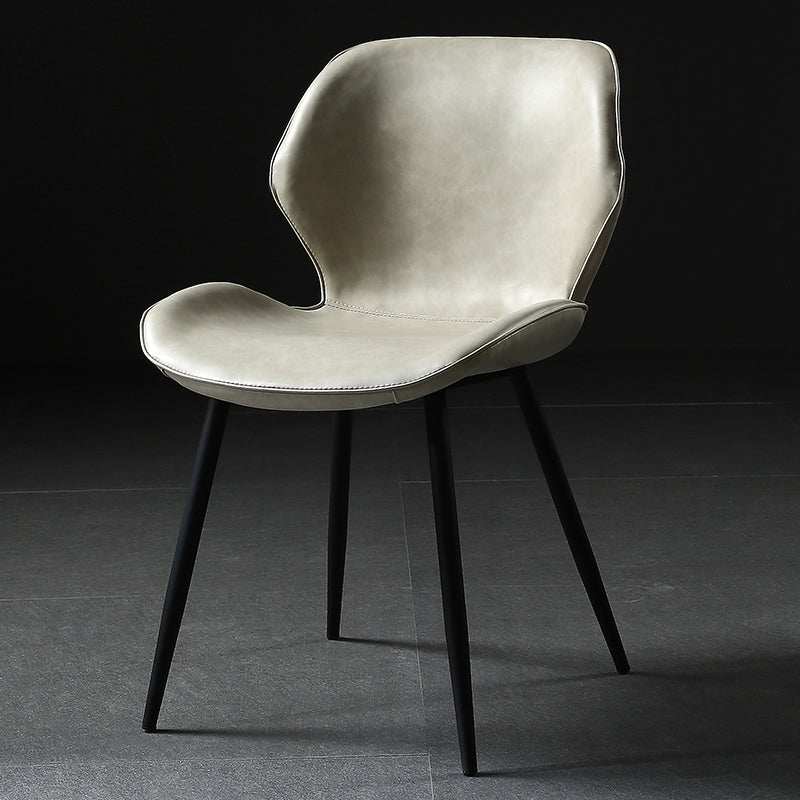 Contemporary Style Kitchen Dining Chair Metal Dining Wingback Armless Side Chair Off-White 1 Piece Clearhalo ' kitchen&dining_furn' 'Dining Chairs' 'Dining Tables & Seating' 'dining_chair' 'furn' 'furn_dining_chair' 'Furniture' 'furniture_dining_chair' 'Kitchen & Dining Furniture' 'kitchen' 4160191