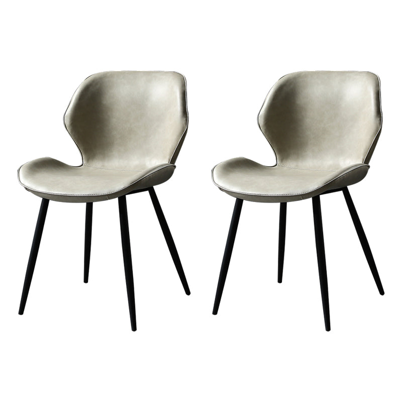 Contemporary Style Kitchen Dining Chair Metal Dining Wingback Armless Side Chair Off-White 2 Piece Set Clearhalo ' kitchen&dining_furn' 'Dining Chairs' 'Dining Tables & Seating' 'dining_chair' 'furn' 'furn_dining_chair' 'Furniture' 'furniture_dining_chair' 'Kitchen & Dining Furniture' 'kitchen' 4160193
