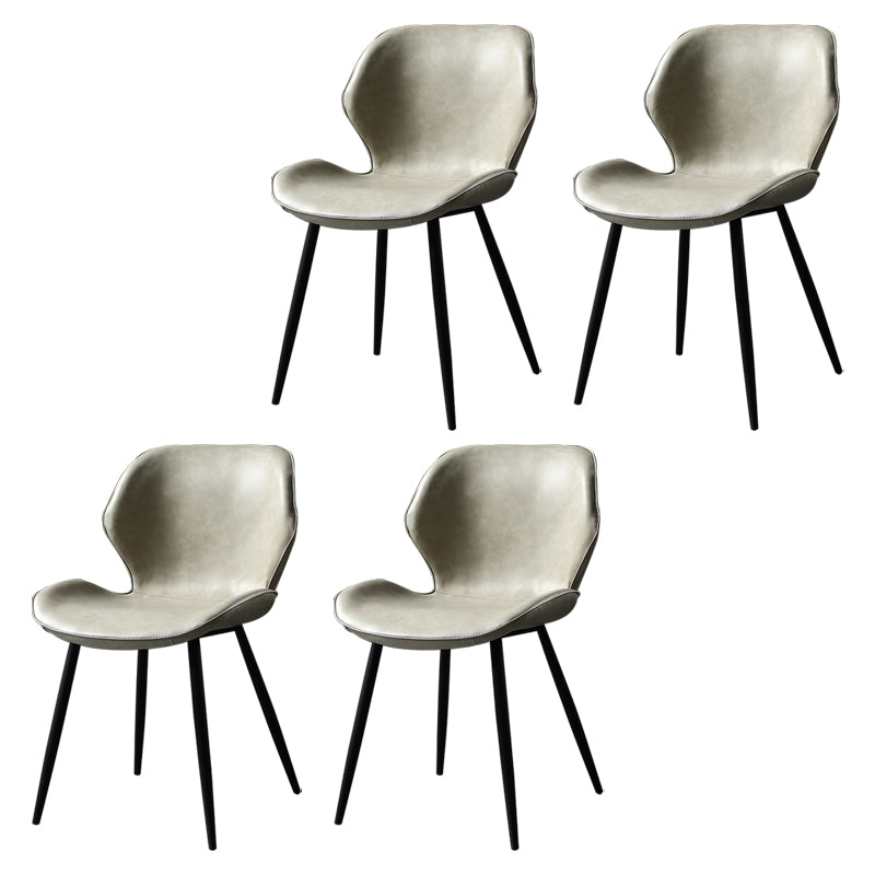 Contemporary Style Kitchen Dining Chair Metal Dining Wingback Armless Side Chair Off-White 4 Piece Set Clearhalo ' kitchen&dining_furn' 'Dining Chairs' 'Dining Tables & Seating' 'dining_chair' 'furn' 'furn_dining_chair' 'Furniture' 'furniture_dining_chair' 'Kitchen & Dining Furniture' 'kitchen' 4160195