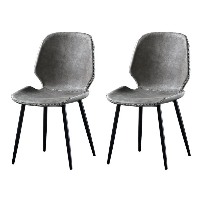 Contemporary Style Kitchen Dining Chair Metal Dining Wingback Armless Side Chair Light Gray 2 Piece Set Clearhalo ' kitchen&dining_furn' 'Dining Chairs' 'Dining Tables & Seating' 'dining_chair' 'furn' 'furn_dining_chair' 'Furniture' 'furniture_dining_chair' 'Kitchen & Dining Furniture' 'kitchen' 4160199