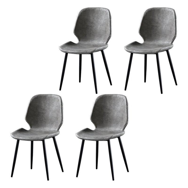 Contemporary Style Kitchen Dining Chair Metal Dining Wingback Armless Side Chair Light Gray 4 Piece Set Clearhalo ' kitchen&dining_furn' 'Dining Chairs' 'Dining Tables & Seating' 'dining_chair' 'furn' 'furn_dining_chair' 'Furniture' 'furniture_dining_chair' 'Kitchen & Dining Furniture' 'kitchen' 4160200