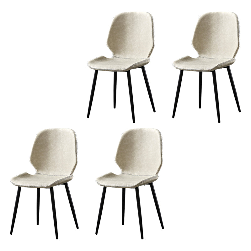 Contemporary Style Kitchen Dining Chair Metal Dining Wingback Armless Side Chair Khaki 4 Piece Set Clearhalo ' kitchen&dining_furn' 'Dining Chairs' 'Dining Tables & Seating' 'dining_chair' 'furn' 'furn_dining_chair' 'Furniture' 'furniture_dining_chair' 'Kitchen & Dining Furniture' 'kitchen' 4160203