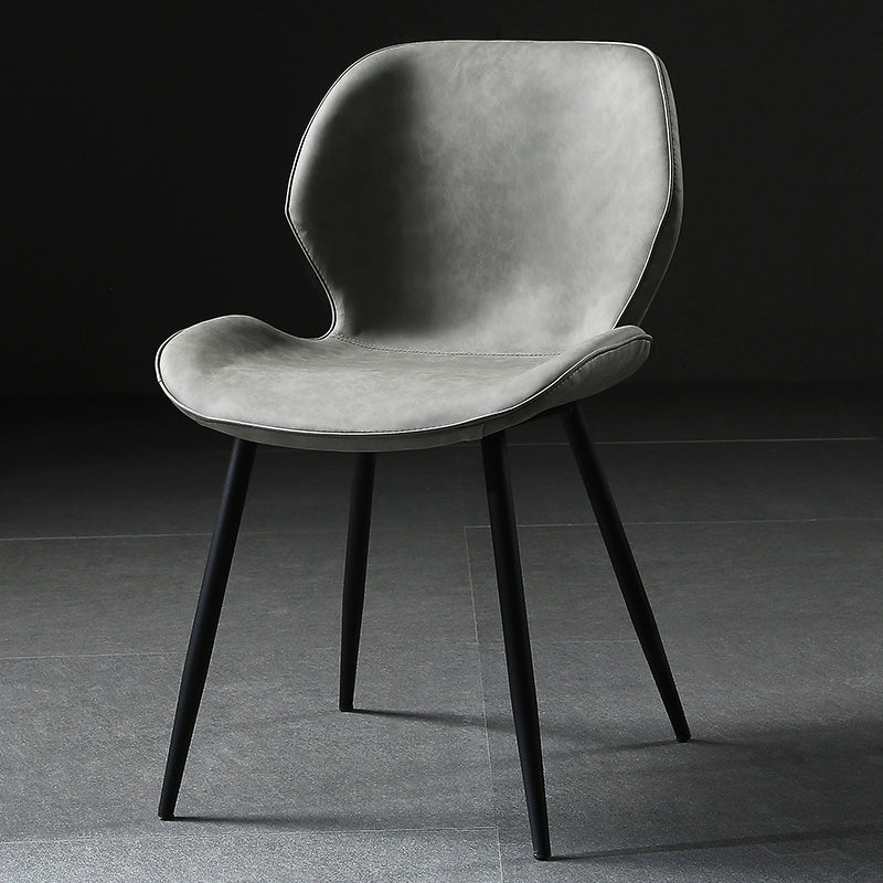 Contemporary Style Kitchen Dining Chair Metal Dining Wingback Armless Side Chair Light Gray-Black 1 Piece Clearhalo ' kitchen&dining_furn' 'Dining Chairs' 'Dining Tables & Seating' 'dining_chair' 'furn' 'furn_dining_chair' 'Furniture' 'furniture_dining_chair' 'Kitchen & Dining Furniture' 'kitchen' 4160204