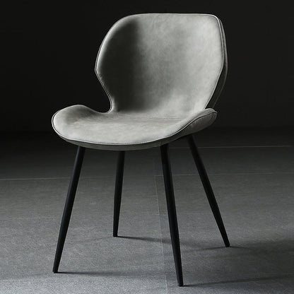 Contemporary Style Kitchen Dining Chair Metal Dining Wingback Armless Side Chair Light Gray-Black 1 Piece Clearhalo ' kitchen&dining_furn' 'Dining Chairs' 'Dining Tables & Seating' 'dining_chair' 'furn' 'furn_dining_chair' 'Furniture' 'furniture_dining_chair' 'Kitchen & Dining Furniture' 'kitchen' 4160204